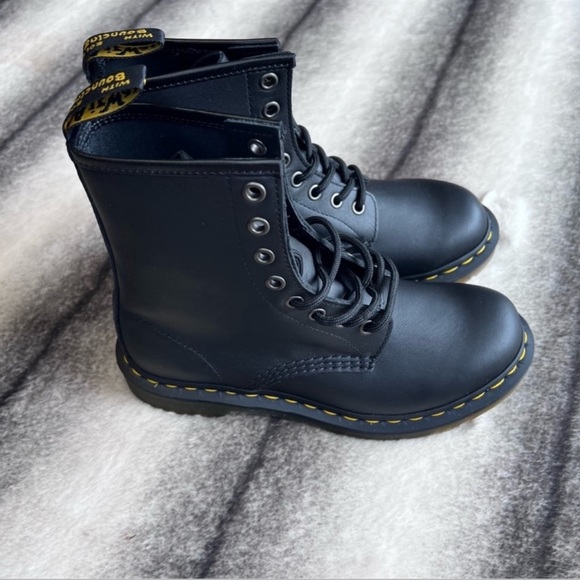 Dr Martens 1460 Black Napa Leather Lace Up Combat Boots - Picture 3 of 8